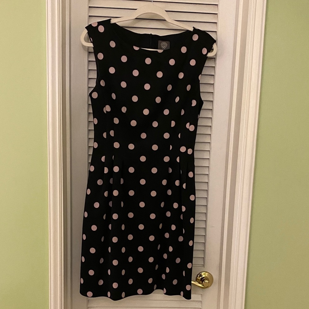 Vince Camuto Black Dress with Pink Polka Dots